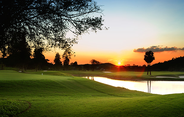 signature hole 14, alpine golf club, chiang mai, thailand